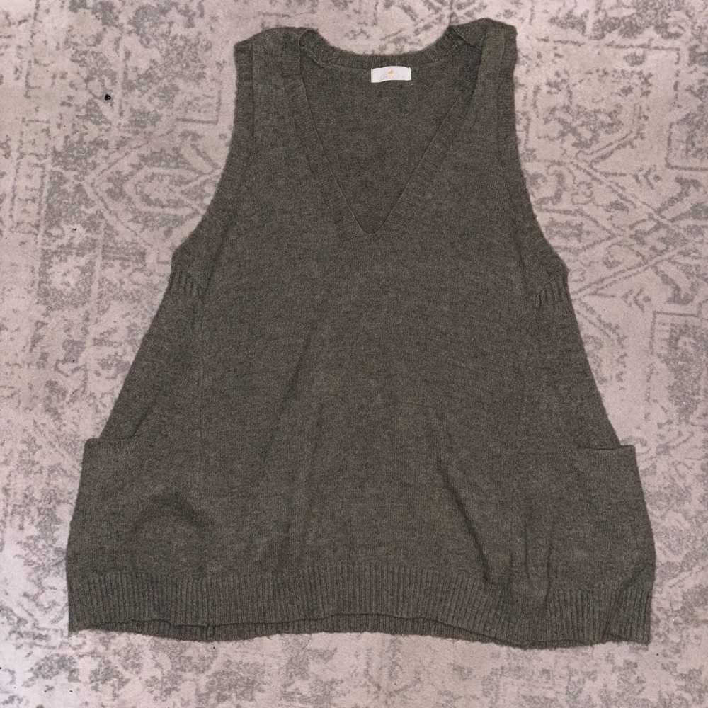 V-Neck Sleeveless Knit Sweater Dress